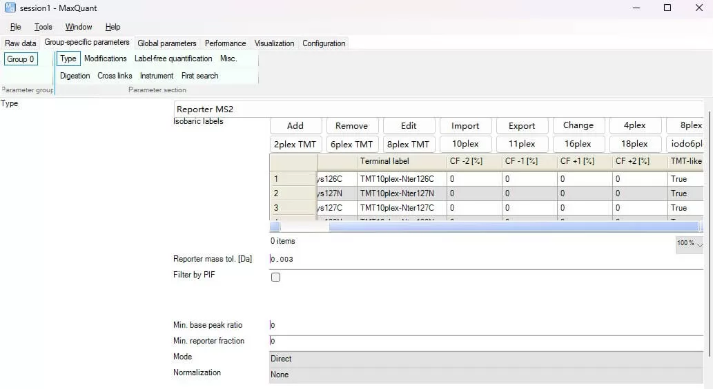 figure 5. parameter setting for TMT